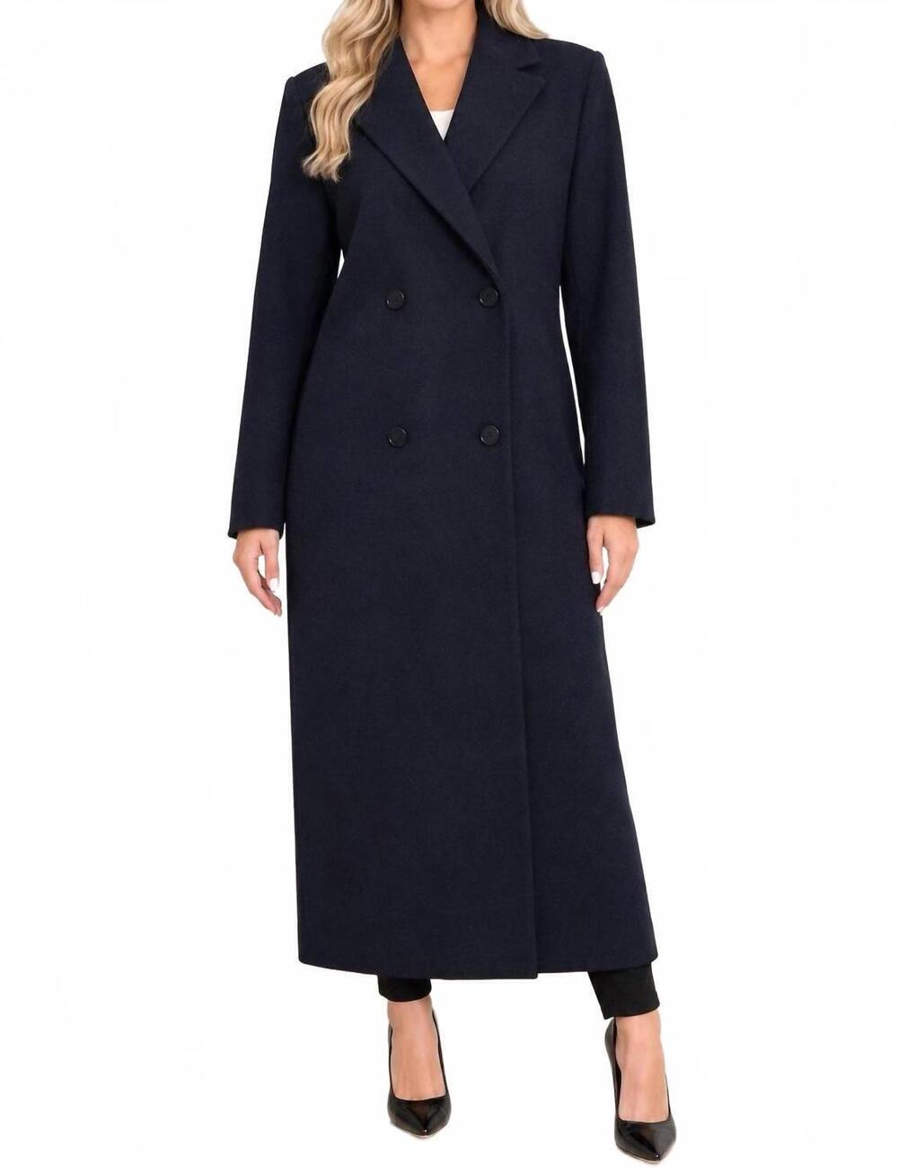 NEW THEORY suffolk double breasted coat in blue
